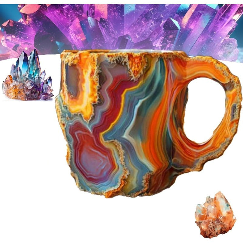 Colorful Onyx Crystal Coffee Mug - 13.53oz Stainless Steel Cup with Handle, Dishwasher Safe, Perfect for Coffee & Tea Lovers