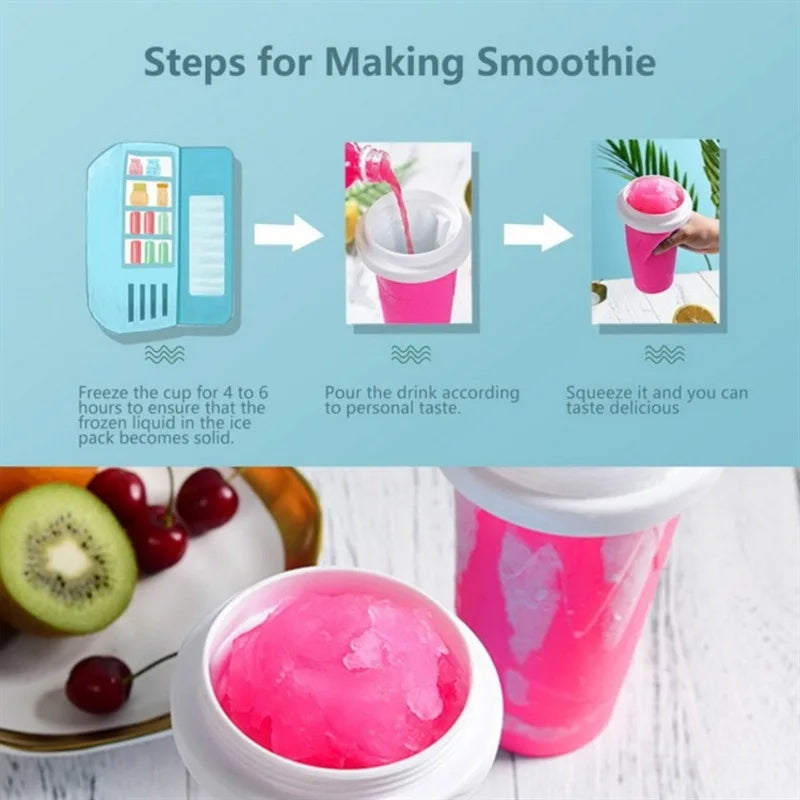 Capacity Slushy Cup Summer Squeeze Homemade Juice Water Bottle Quick-Frozen Smoothie Sand Cup Pinch Fast Cooling Magic Ice Cream