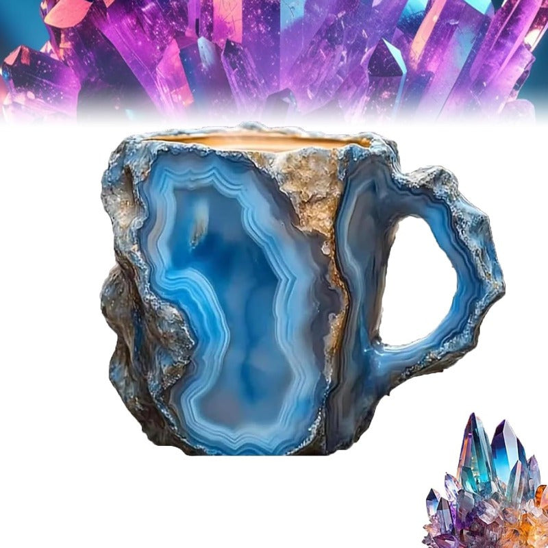 Colorful Onyx Crystal Coffee Mug - 13.53oz Stainless Steel Cup with Handle, Dishwasher Safe, Perfect for Coffee & Tea Lovers