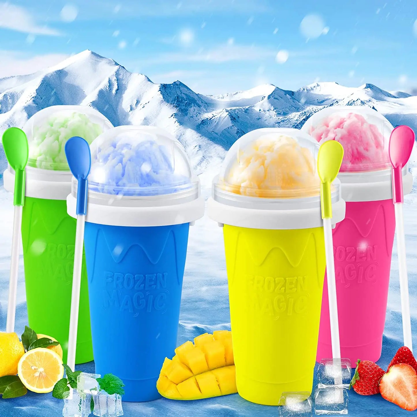 Capacity Slushy Cup Summer Squeeze Homemade Juice Water Bottle Quick-Frozen Smoothie Sand Cup Pinch Fast Cooling Magic Ice Cream