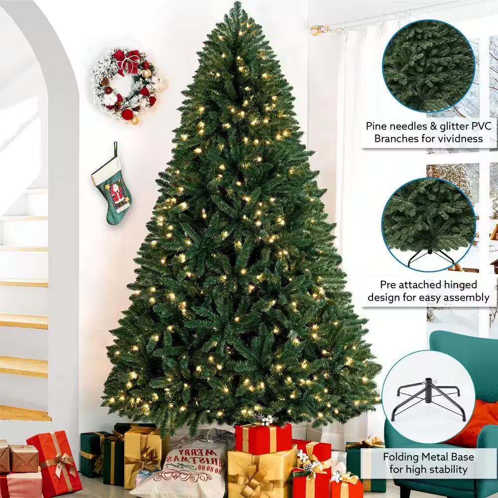 7.5 Ft Prelit Multi-Color Artificial Christmas Tree with Controller, 2258 Branch Tips, 700 Colorful Lights and Stand