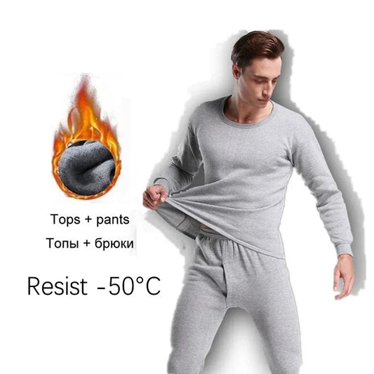 Men's Fleece Lined Thermal Underwear for Winter Pants & Top