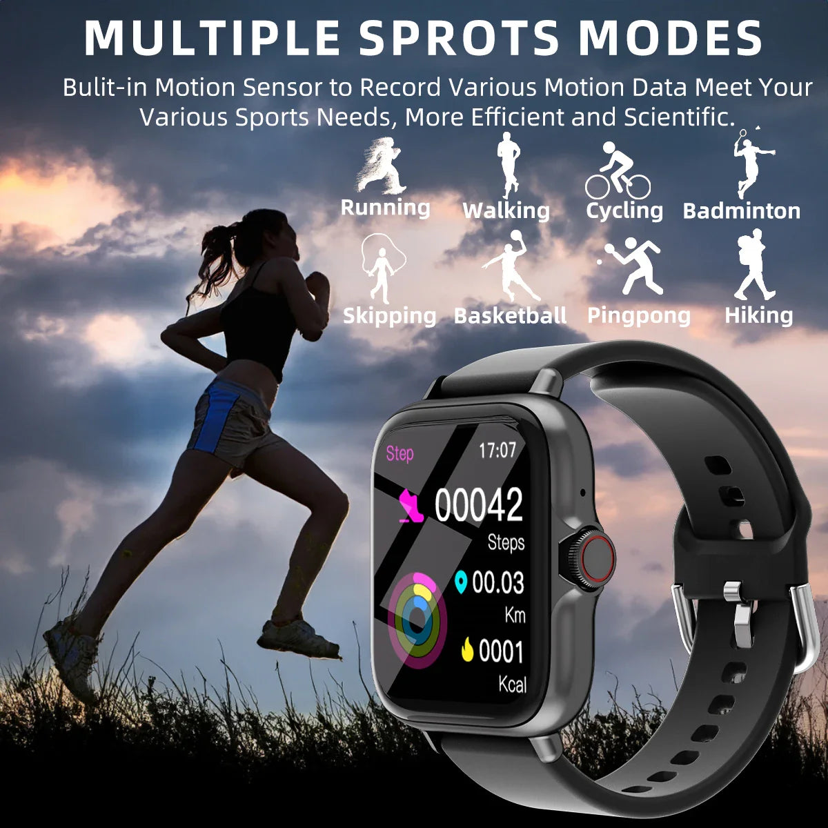 1.83'' Waterproof Smart Watch with Message Answer Call For iPhone Android