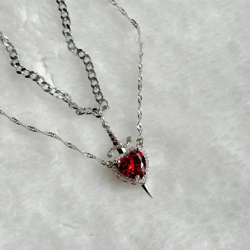 Eternal Valor: Heart & Sword Necklace