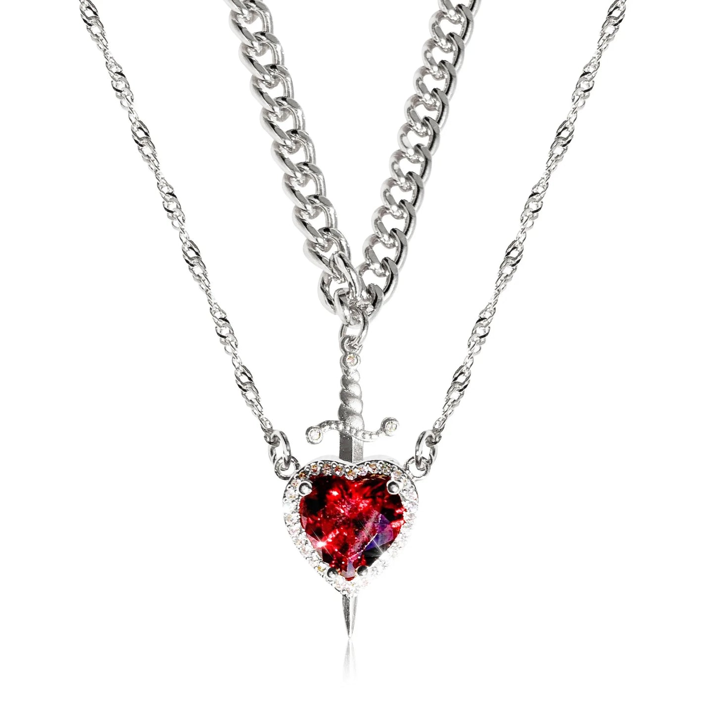 Eternal Valor: Heart & Sword Necklace