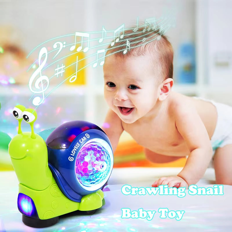 Crawling Crab Snail Baby Toy Walking Tummy Time Dancing Early Educational Interactive Musical Light Toys Toddler for Kids Gifts