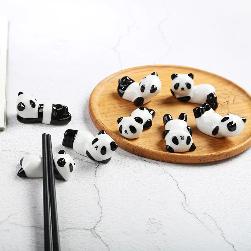 Chinese Style Chopstick Panda Chopstick Rest Creative Cute Ceramic Chopsticks Holder Stand Kitchen Supplies Tableware Utensil