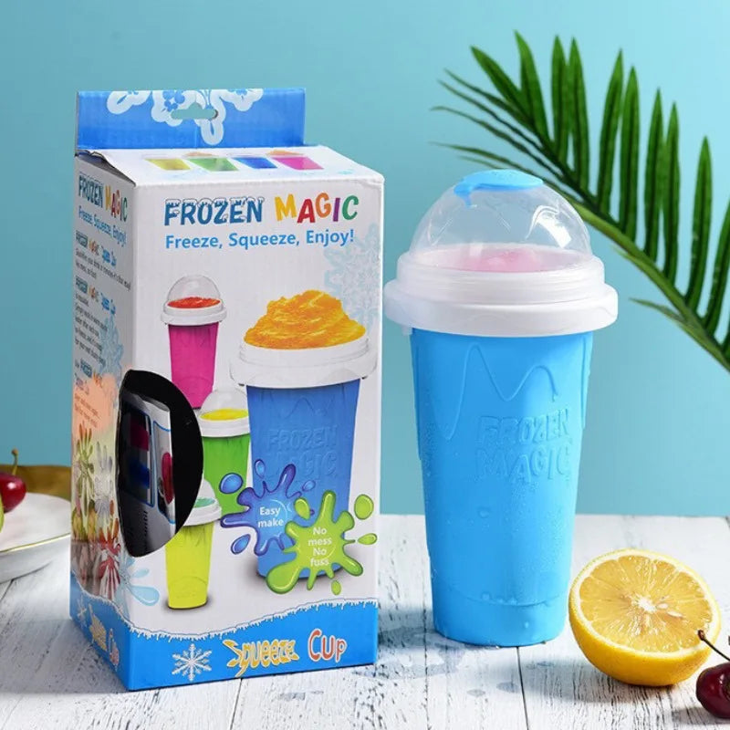 Capacity Slushy Cup Summer Squeeze Homemade Juice Water Bottle Quick-Frozen Smoothie Sand Cup Pinch Fast Cooling Magic Ice Cream