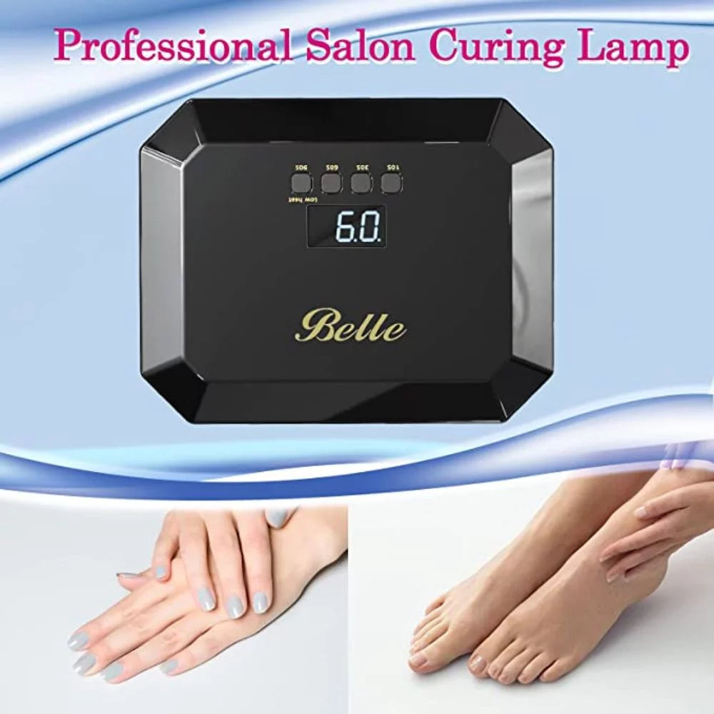 Belle Cordless UV LED Nail Lamp, 54W Gel Dryer with Auto Sensor & Timer for Acrylic Nails - Black